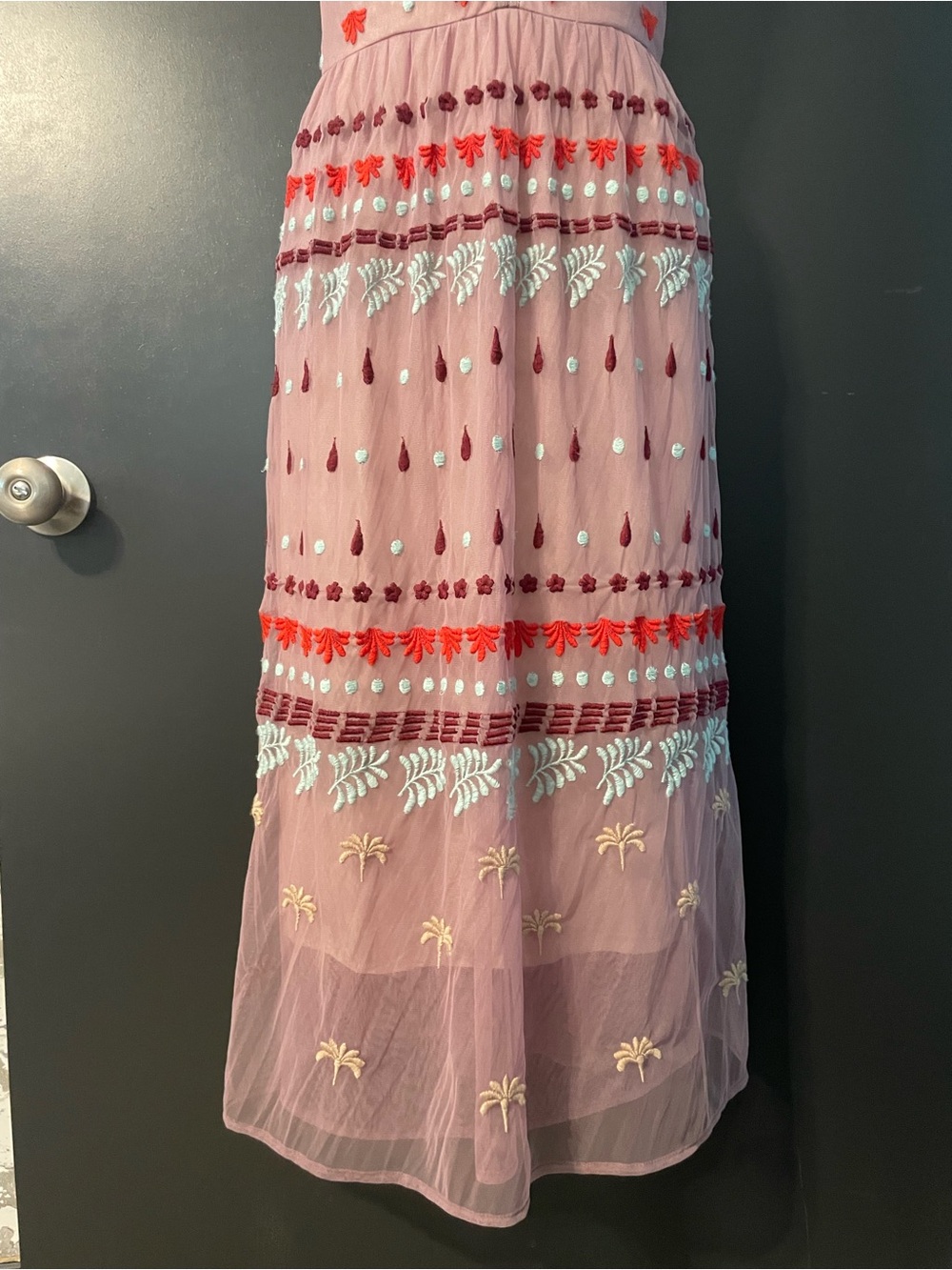 Sundance Soft Purple Embroidered Mesh Midi Dress Boho Western Size 10 - Picture 4 of 10